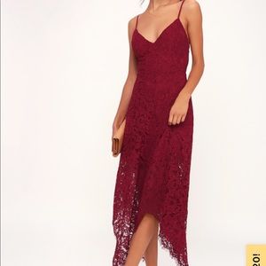 Maroon Lace Midi from Lulus